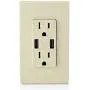 Leviton T5632-I USB Charger/Tamper-Resistant Duplex Receptacle, 15-Amp, Ivory, 1-Pack