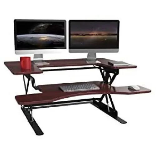 Halter Standing Desk Riser Converter, 36 Inch Stand Up Desk, Sit Stand Desk for Laptop and Monitor, Height Adjustable Desktop Workstation with Keyboard Tray