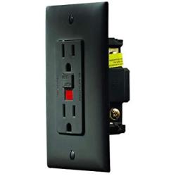 RV Designer S807, Dual Outlet GFCI with Cover Plate, Black, AC Electrical