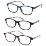 GENETIC VISION Reading Glasses 3 Pairs Stylish Readers Spring Hinge Anti Fatigue Computer Reading Glasses for Men and Women (1.0 Strength)
