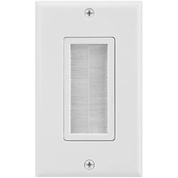 Fosmon Single Gang Wall Plate 2 Piece, Brush Style Opening Passthrough Cable Plate with Low Voltage Mounting Bracket