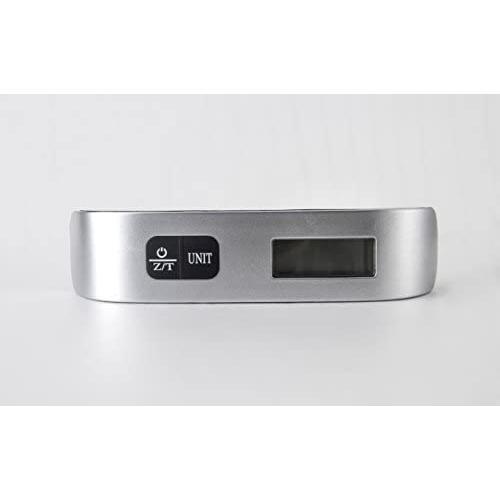 BiCoreTech Backlight LCD Display Luggage Scale 110lb/50kg Electronic Balance Digital Postal Luggage Hanging Scale with Rubber Paint Handle,Temperature Sensor, Silver/Black, BCT-HS106