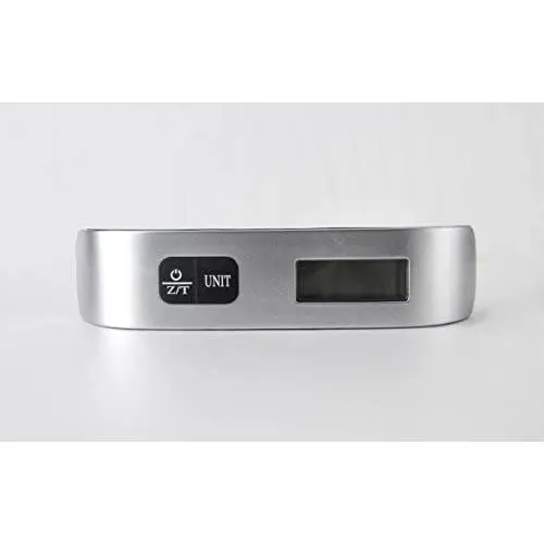BiCoreTech Backlight LCD Display Luggage Scale 110lb/50kg Electronic Balance Digital Postal Luggage Hanging Scale with Rubber Paint Handle,Temperature Sensor, Silver/Black, BCT-HS106