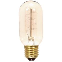 Satco S2416 40 Watt 135 Lumens T14 Incandescent Medium Base Soft White 2700K Vintage Spiral Coil Design Light Bulb, Dimmable,Clear