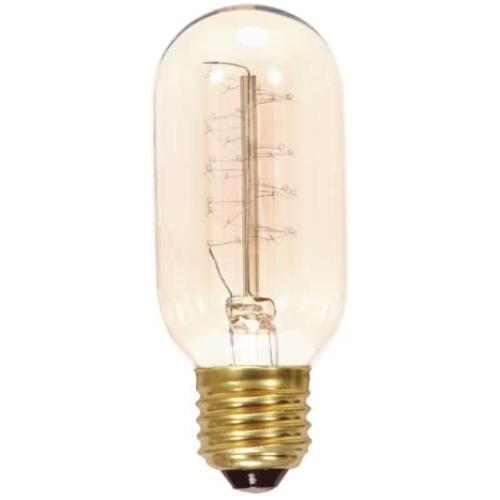 Satco S2416 40 Watt 135 Lumens T14 Incandescent Medium Base Soft White 2700K Vintage Spiral Coil Design Light Bulb, Dimmable,Clear