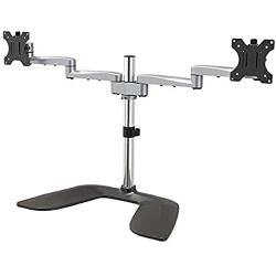 StarTech.com Dual Monitor Stand - Ergonomic Desktop Monitor Stand for up to 32'' VESA Displays - Free-Standing Articulating Universal Computer Monitor Mount - Adjustable Height - Silver (ARMDUALSS)