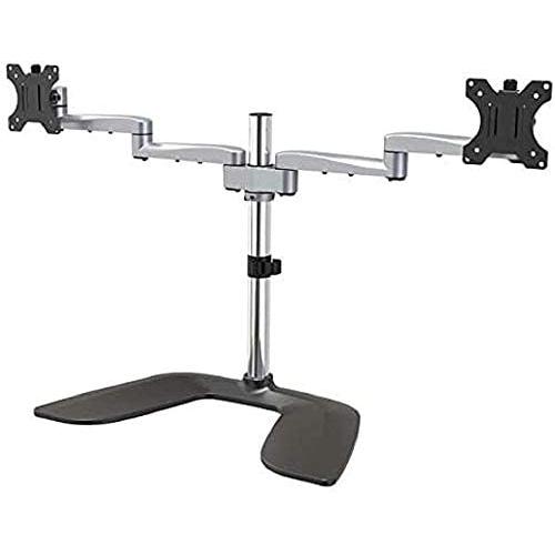 StarTech.com Dual Monitor Stand - Ergonomic Desktop Monitor Stand for up to 32'' VESA Displays - Free-Standing Articulating Universal Computer Monitor Mount - Adjustable Height - Silver (ARMDUALSS)