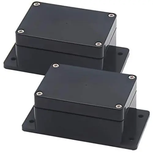 Zulkit Junction Box ABS Plastic Dustproof Waterproof IP65 Universal Electrical Boxes Project Enclosure with Fixed Ear Black 3.94 x 2.68 x 1.97 inch (100 x 68 x 50 mm)(Pack of 2)