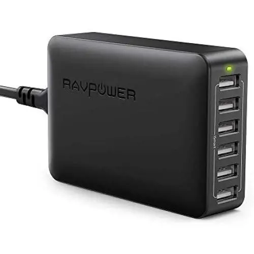 USB Charger RAVPower 60W 12A 6-Port Desktop USB Charging Station with iSmart Multiple Port, Compatible iPhone 11 Pro Max XS Max XR X 8 Plus, iPad Pro Air Mini, Galaxy S9 Edge, Tablet and More (Black)