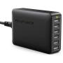 USB Charger RAVPower 60W 12A 6-Port Desktop USB Charging Station with iSmart Multiple Port, Compatible iPhone 11 Pro Max XS Max XR X 8 Plus, iPad Pro Air Mini, Galaxy S9 Edge, Tablet and More (Black)