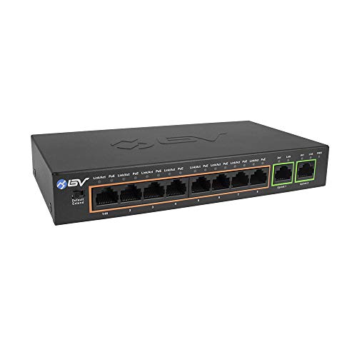 BV-Tech 10 Port PoE/PoE+ Switch (8 PoE+ Ports | 2 Gigabit Ethernet Uplink) – 96W – 802.3af/at| POE-SW811