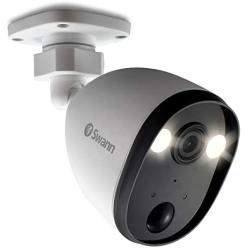 Swann Outdoor Home Security Camera, Spotlight, Weatherproof, Color Night Vision, Heat & Motion Sensor Light, 2-Way Talk and Siren, SWIFI-SPOTCAM-GL