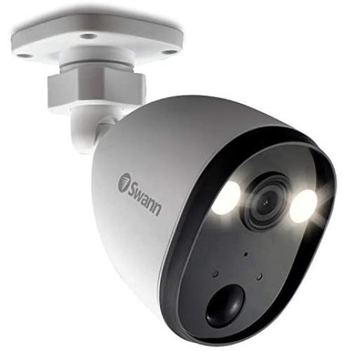 Swann Outdoor Home Security Camera, Spotlight, Weatherproof, Color Night Vision, Heat & Motion Sensor Light, 2-Way Talk and Siren, SWIFI-SPOTCAM-GL