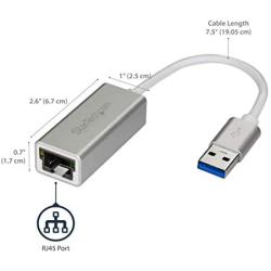 StarTech.com USB 3.0 to Gigabit Network Adapter - Silver - Sleek Aluminum Design for MacBook, Chromebook or Tablet - Native Driver Support (USB31000SA), Standard