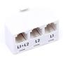 Telephone Splitter 2 Line Adapter - 3-Way Splitter (Line 1, Line 2, and Twin Line) - Dual Line Separator - 4 Conductor Connector (2 Phone Lines) - White, 1 Pack