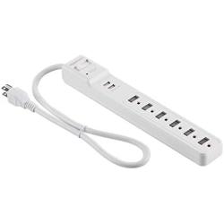 Amazon Basics 6-Outlet Surge Protector Power Strip with 2 USB Ports - 1000 Joule, White