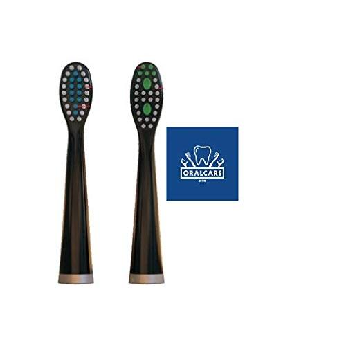Replacement Heads for ELECTRIC Toothbrush by DR JIM ELLIS for SUPERIOR Dental Care (Black (2 pack))