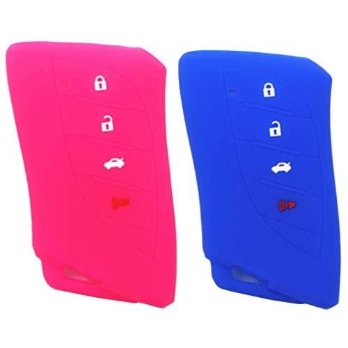 Ezzy Auto Blue and Rose Silicone Rubber Key Fob Case Key Cover Key Jacket Skin Protector fit for UX NX RX GX LX is ES GS LS