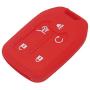 LemSa 2Pcs Rubber 5 Buttons Key Fob Cover Case Remote Keyless Protector Bag Holder Compatible with GMC Acadia Terrain Yukon Chevrolet Suburban Tahoe, Red Pink
