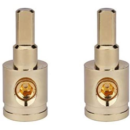 1/0 Gauge to 4 Gauge Wire Reducer 2pcs Car Audio Amp Input Reducer Adapter Brass with Gold Plated