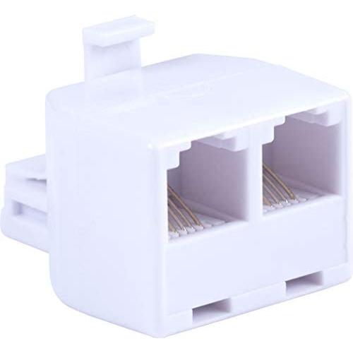 Power Gear Telephone Duplex Adapter, Home or Office, Compatible with Answering Machines, All Brands, RJ14, RJ11, White, 76191