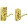Schlage FE595 V PLY 505 FLA Plymouth Keypad Entry with Flex-Lock and Flair Style Levers, Bright Brass