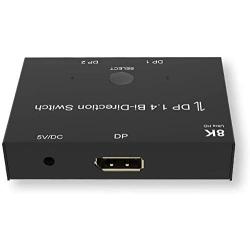 DisplayPort Switch, ConnBull Bidirectional DisplayPort 1.4 KVM Splitter 2 Input 1 Output - Supports 8K 4K 1080P, Manual DP Switcher for Monitor etc