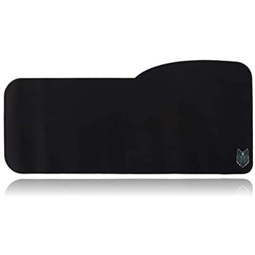 SoloQ Curve Size Gaming Mouse Pad - Anti Slip Rubber Base - Stitched Edges - Large Desk Mat - 28.5'' x 12.75'' x 0.12'' (Curve, Black with Blue Logo)