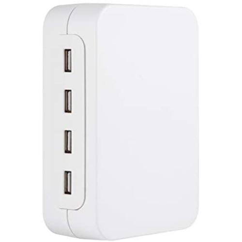 GE Ultra Pro USB Charging Surge Protector, 4 USB Outlet Adapter, 3 Outlet Wall Tap, Side Access Outlets, Automatic Shutdown Technology, 4.8A USB, 560 Joules, White, 39680