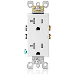 Leviton T5825-W 20 Amp, Tamper-Resistant, Decora Duplex Receptacle, Residential Grade, White