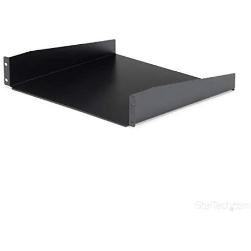 StarTech.com 2U Server Rack Mount Shelf - 15.7in Deep Steel Universal Cantilever Tray for 19'' Network & AV Equipment Rack/Cabinet - 44lbs (CABSHELF), Black