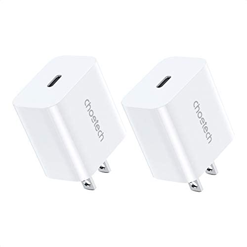 USB C Charger, CHOETECH 2-Pack PD Fast Charger 20W Type C Power Delivery 3.0 Wall Charger Compatible for iPhone 12/12 Pro Max/12 Pro/12 Mini/11 Pro Max/SE/XS/XR/8, iPad Pro, Galaxy S20/S10, Pixel 5/4