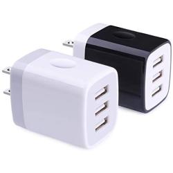 Charging Block, USB Plug, Hootek 2Pack 3.1A 3-Muti Port USB Charger Cube Charging Brick Box Compatible iPhone 11/XS MAX/X/8/7/6S Plus, iPad, Samsung S20 FE 5G S10e S10 S9 S8 S7, Note20 Ultra 5G 10, LG