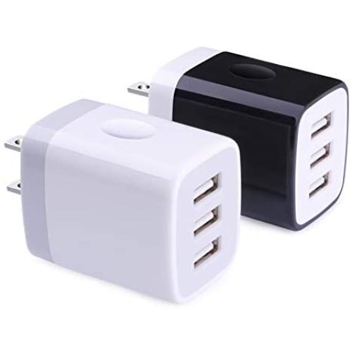 Charging Block, USB Plug, Hootek 2Pack 3.1A 3-Muti Port USB Charger Cube Charging Brick Box Compatible iPhone 11/XS MAX/X/8/7/6S Plus, iPad, Samsung S20 FE 5G S10e S10 S9 S8 S7, Note20 Ultra 5G 10, LG
