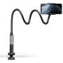 Gooseneck Bed Phone Holder, SAIJI Flexible Long Arm Phone Mount for Desk, Clip Bracket Clamp Stand for 4.0-6.5 Mobile Cell Phone Stand Document Camera Nintendo Switch (Black)