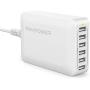 USB Charger RAVPower 60W 12A 6-Port Desktop USB Charging Station with iSmart Multiple Port, Compatible iPhone 12 Mini SE 11 Pro Max XS XR X iPad Pro Air Mini Galaxy S10 Note 10 Tablet(White)