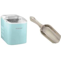 Igloo ICEB26AQ Automatic Portable Electric Countertop Ice Maker Machine & Winco Stainless Steel 4 Ounce Ice Scoop, Medium