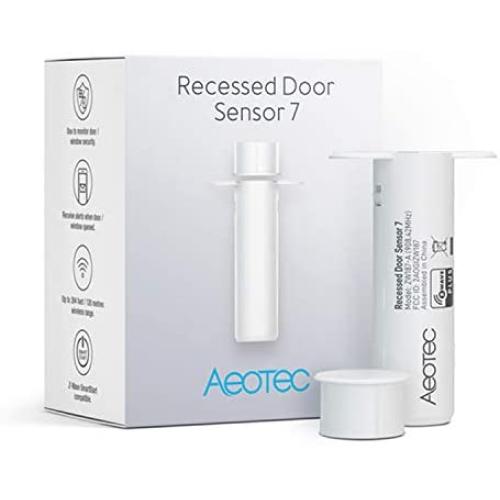 Zwave Door Sensor Aeotec Recessed Door Sensor 7, Z-Wave Plus Enabled Smart Door Sensor Battery Powered, SmartStart S2, Zwave Hub Required SmartThings Fibaro Home Centre 3 Hubitat