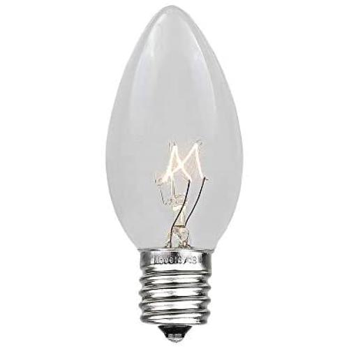 Novelty Lights 25 Pack C9 Outdoor Christmas Replacement Bulbs, Clear, E17/C9 Intermediate Base, 7 Watt…