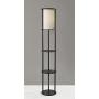 Adesso 3117-01 Stewart 62.5'' Round Floor Lamp – Lighting Fixture with Storage Shelves, Smart Switch Compatibility Lamp. Home Decor Accessories,Black Base Finish