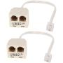 URBEST 2 pcs rj11 male to female two way telephone splitter converter cable