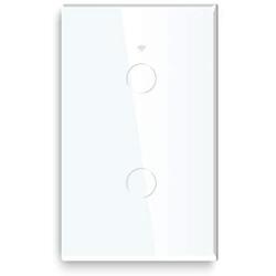 BSEED WiFi Touch Smart Wall Light Switch Tempered Glass Panel Work with Alexa/Google 118×71mm 2 Gang 1 Way White