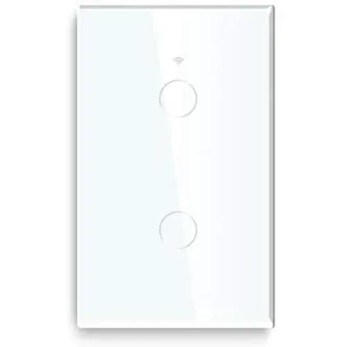 BSEED WiFi Touch Smart Wall Light Switch Tempered Glass Panel Work with Alexa/Google 118×71mm 2 Gang 1 Way White