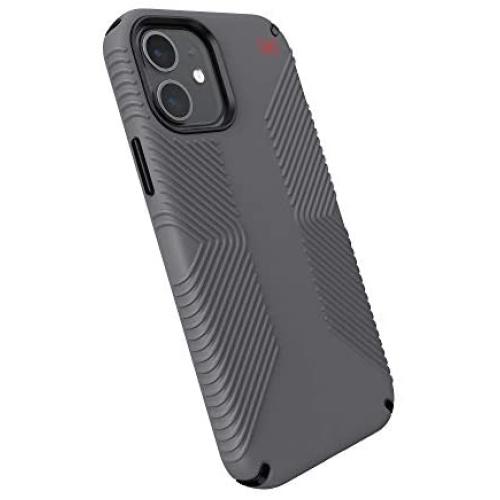 Speck Products Presidio2 Grip iPhone 12, iPhone 12 Pro Case, Graphite Grey/Graphite Grey/Bold Red (138487-9309)