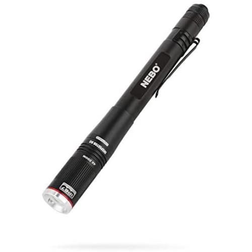 NEBO Rechargeable Pen Light Flashlight 360-Lumens Inspector Rechargeable Flashlights Features Flex Power, Meaning it can be Operated by The Included Rechargeable Battery or by 2X AAA Batteries