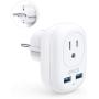 Anker European Travel Adapter, PowerExtend USB Plug International Power Adapter with 2 USB and 1 Outlet, US to Most of Europe EU Spain Iceland Italy France Germany