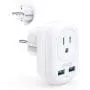 Anker European Travel Adapter, PowerExtend USB Plug International Power Adapter with 2 USB and 1 Outlet, US to Most of Europe EU Spain Iceland Italy France Germany
