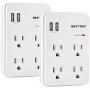 [2 Pack] BESTTEN 2.4A Dual USB Wall Outlet Surge Protector, 5V/2.4A USB Charger, 15A/125V/1875W, ETL Certified
