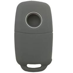 Key Fob Cover Case Jacket Silicone Keyless Remote Protector Skin Holder Fit for VW Volkswagen Jetta Passat Golf Beetle Rabbit GTI CC EOS (Gray)