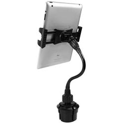 Macally 2 in 1 Phone & Tablet Car Mount for Cup Holder - Flexible 12” Gooseneck and 360° Rotating Base - Phone, Tablet, & iPad Holder for Car - Fits Devices up to 8” Wide